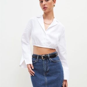 Reformation Nicolas cropped top in white. Size small. 100% linen